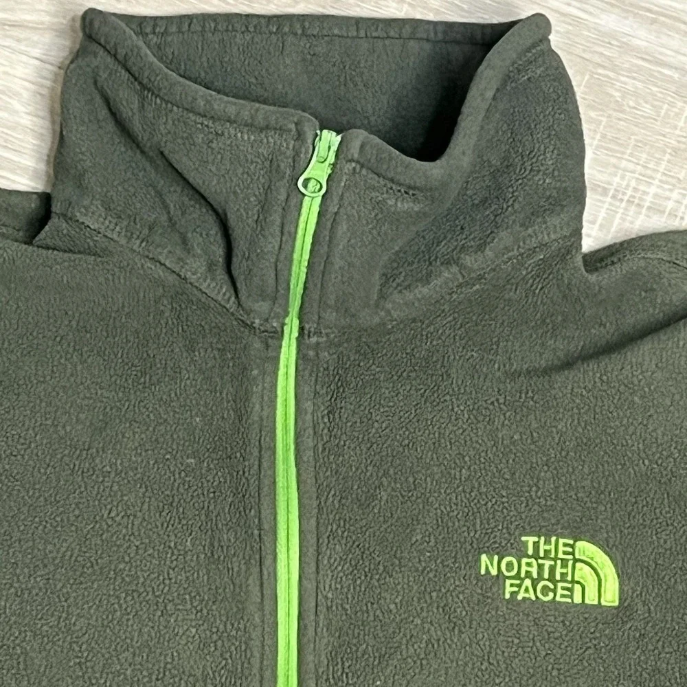 The North Face Pullover Mens Medium‎ Green 1/4 Zip Fleece Sweater Long Sleeve